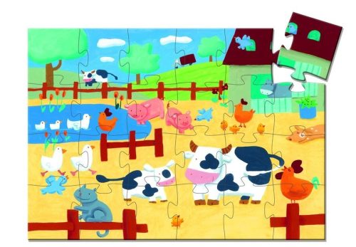 Élet a tanyán, 24 db-os formadobozos puzzle - The cows on the farm - 24 pcs - Djeco